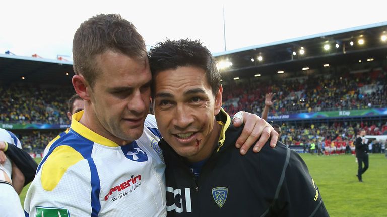 Lee Byrne (left) and Regan King celebrate Clermont's semi-final win