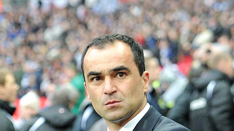 Wigan Athletic manager Roberto Martinez on the touchline before kick-off