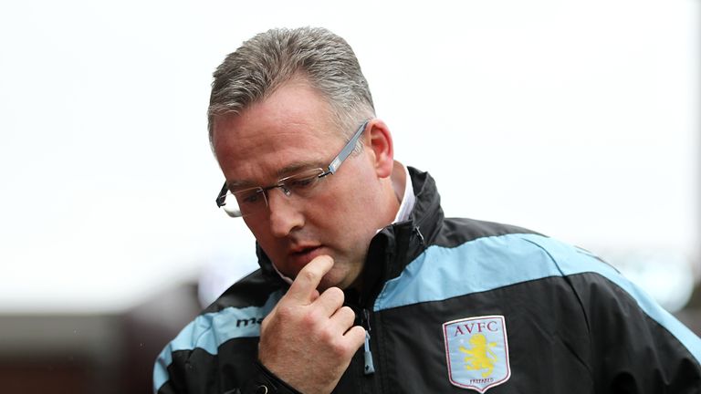 Aston Villa manager Paul Lambert on the touchline prior to kick-off against Fulham