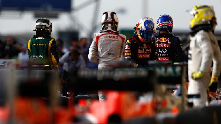 The drivers in parc ferme after the race