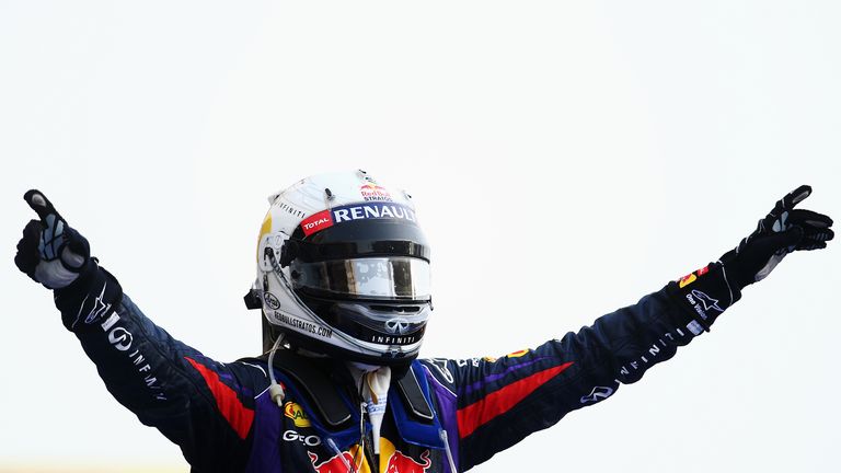 Sebastian Vettel: Celebrates victory in Bahrain