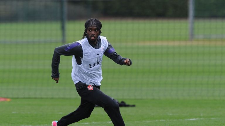 Gervinho of Arsenal during a training session at London Colney