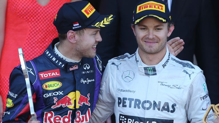 Vettel and Rosberg on the Monaco podium after Sunday's race