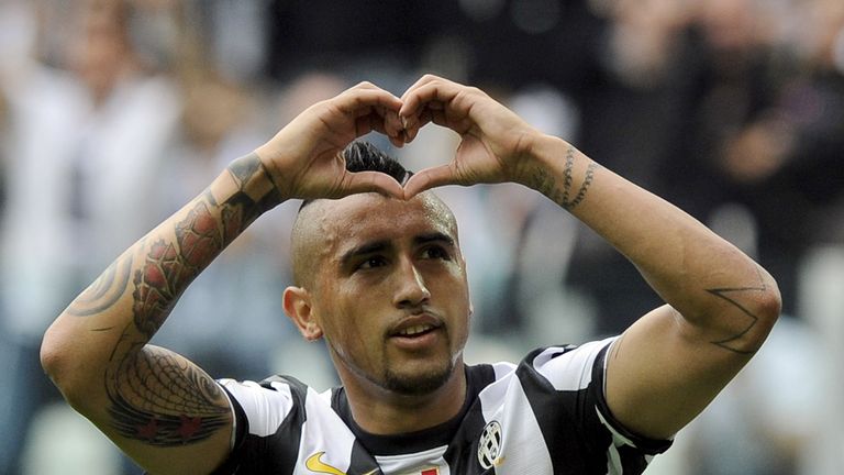 Arturo Vidal of Juventus celebrates 