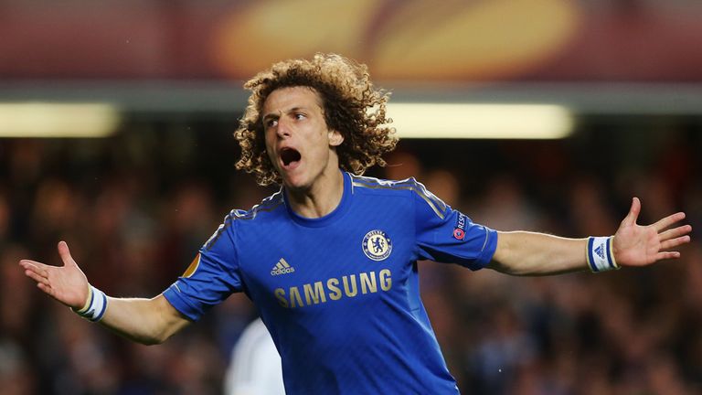 David Luiz of Chelsea celebrates his goal against Basel