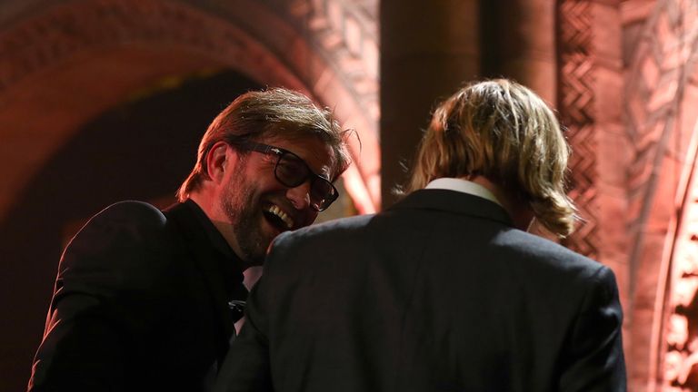 Jurgen Klopp jokes during the Borussia Dortmund party after the Champions League final.