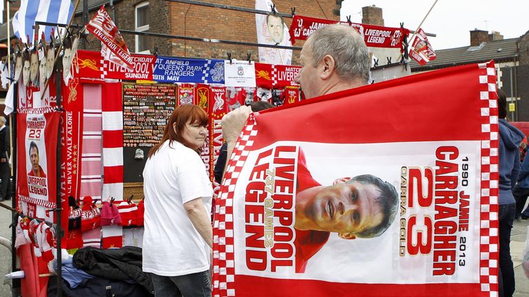 Merchandise showing Liverpool's Jamie Carragher
