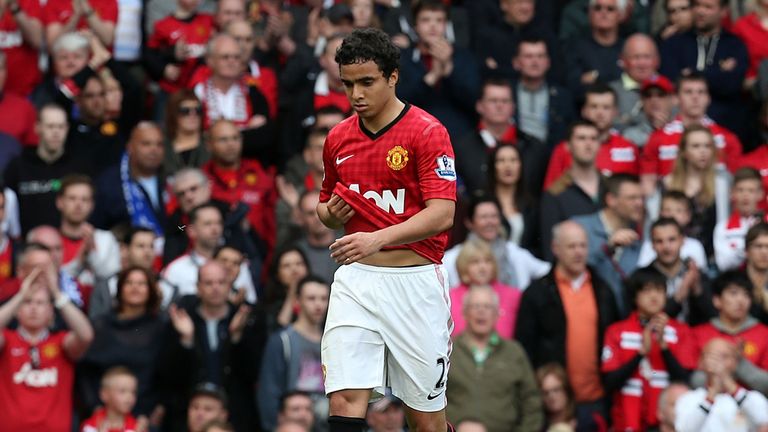 Rafael da Silva of Manchester United walks off after being sent off 