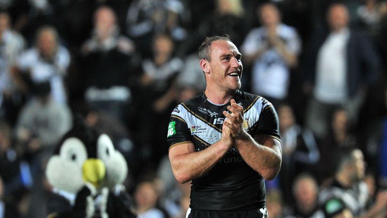 Hull FC's Gareth Ellis applauds the crowd after his side's victory during the Super League match at the KC Stadium, Hull.