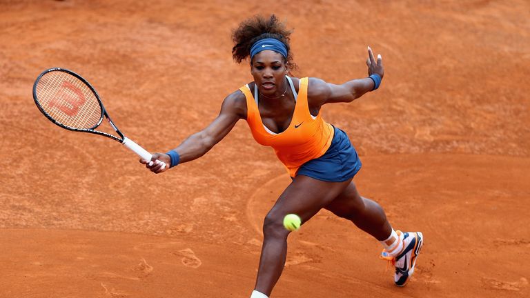 Serena Williams in action during her third round match against Dominika Cibulkova of Slovakia on day five of the WTA Italian Open in Rome