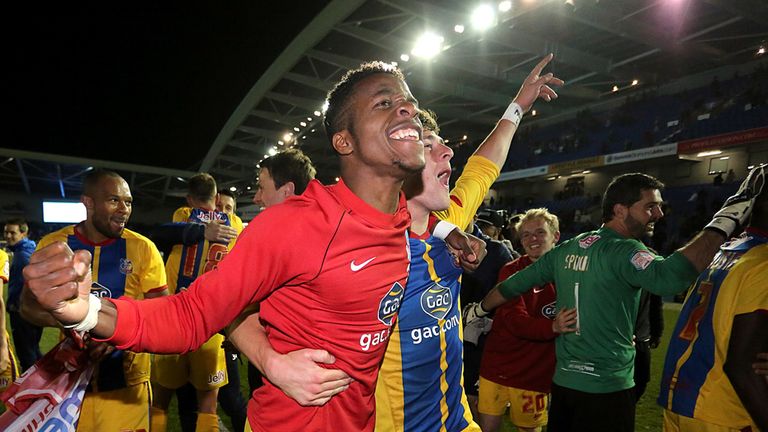 Palace: celebrated play-off semi-final success over rivals Brighton last season