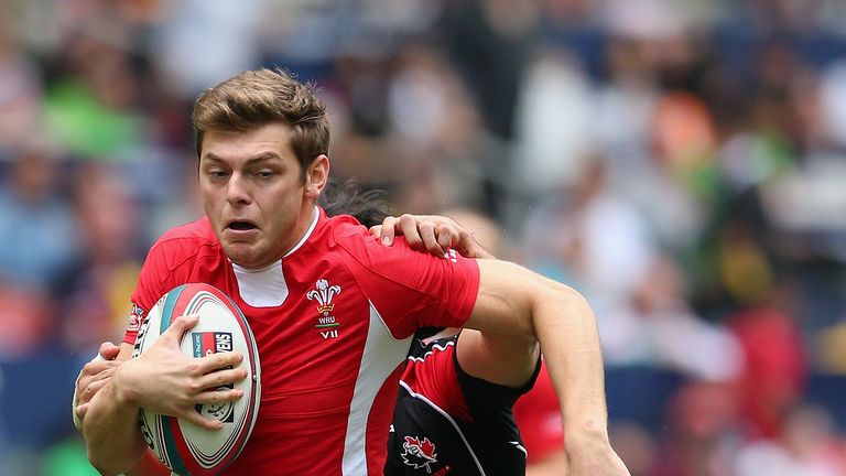 Alex Webber of Wales runs the ball during the Cup Quarter Final match between Canada and Wales during day three of the 2013 Hong Kong Sevens at Hong Kong Stadium on March 24, 2013.