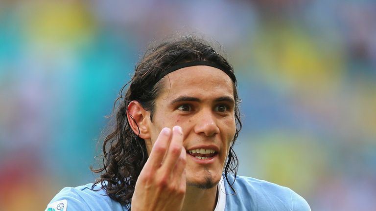 Edinson Cavani of Uruguay reacts during the FIFA Confederations Cup Brazil 2013 3rd Place match between Uruguay and Italy at Estadio Octavio Mangabeira