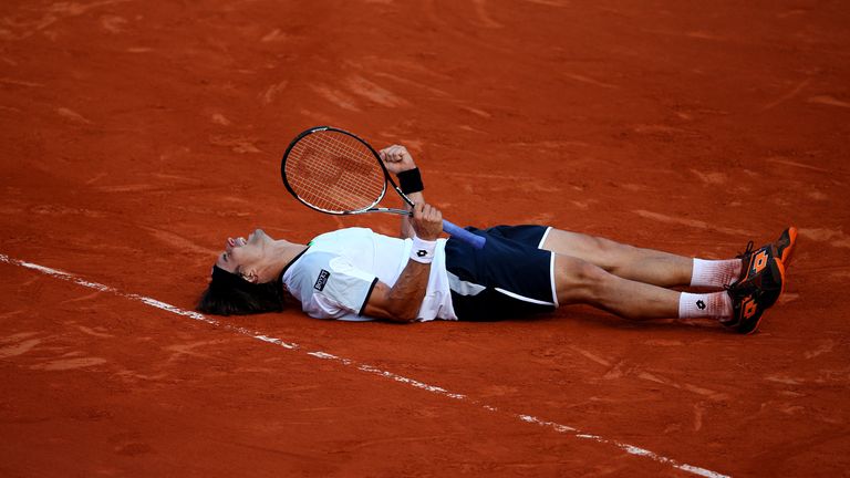 David Ferrer: Spaniard celebrates win over Jo-Wilfried Tsonga in French Open semi-final