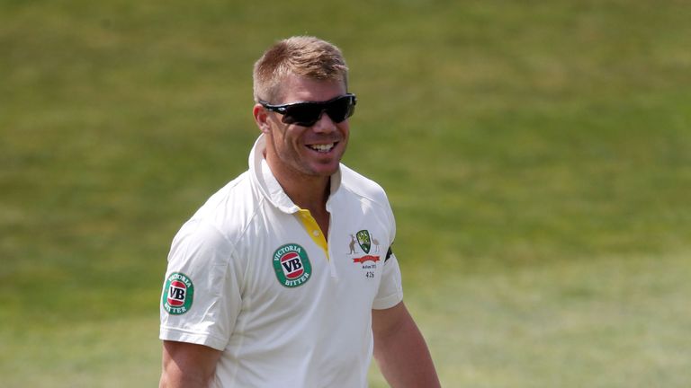 Australia's David Warner working as 12th man during the International Tour match at the County Ground, Taunton.