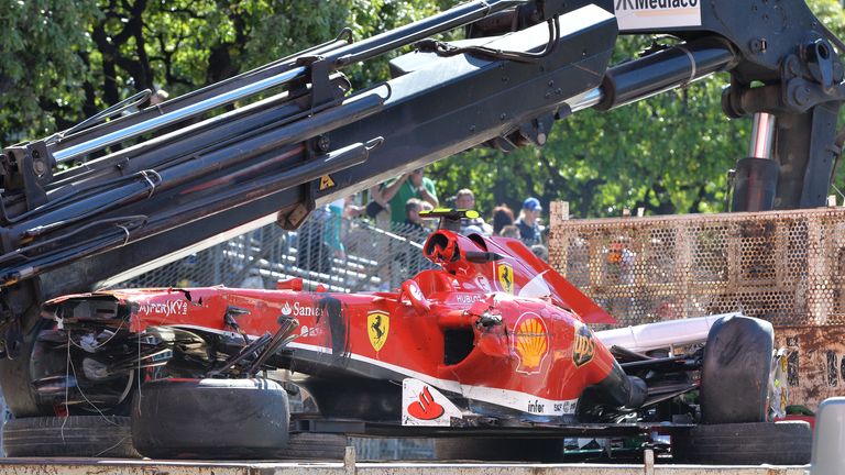 The damaged car of Felipe Massa