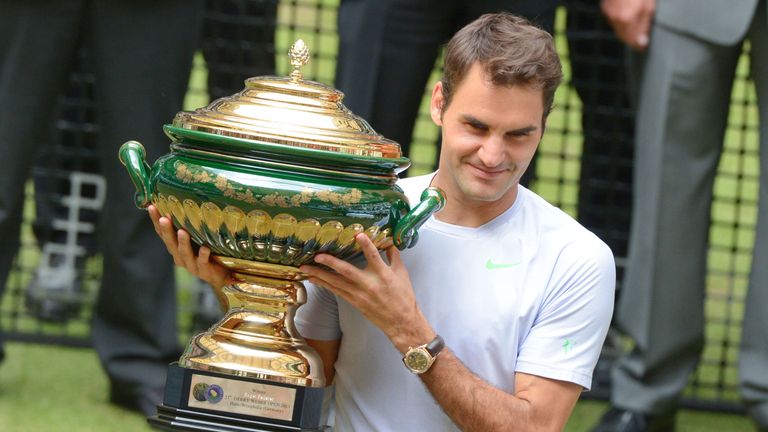 Roger Federer wins the Gerry Weber Open at Gerry Weber Stadium on June 16, 2013 in Halle, Germany.