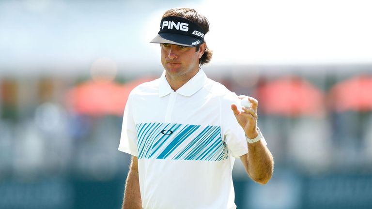 Bubba Watson acknowledges the crowd after making a putt during the second round of the 2013 Travelers Championship at TPC River Highlands on June 21, 2012 in Cromwell, Connecticut