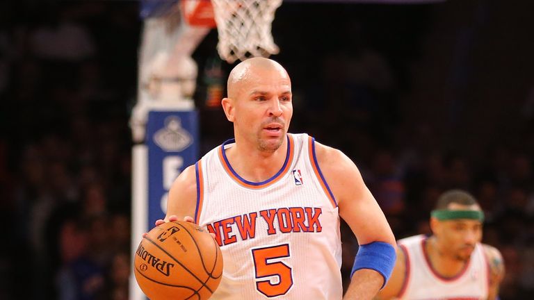 Jason Kidd of the New York Knicks in action against the Washington Wizards at Madison Square Garden