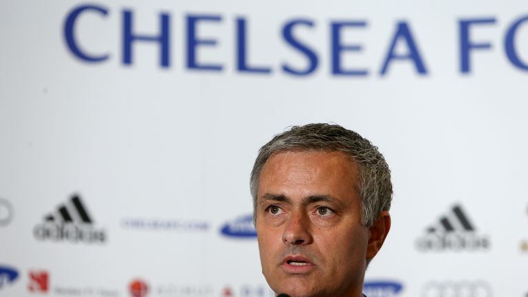 Chelsea's new manager Jose Mourinho during a press conference at Stamford Bridge.