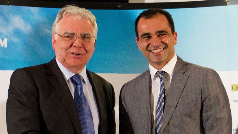 Bill Kenwright (L): Offered assurances to Roberto Martinez over transfers