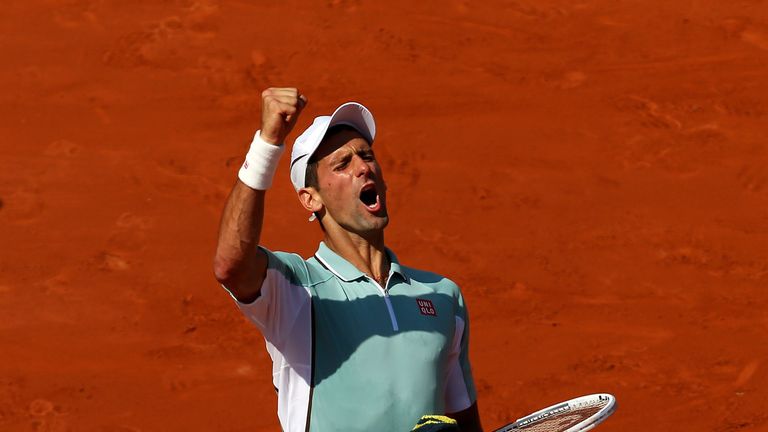 nnNovak Djokovic: Serb in action against Rafael Nadal in the  semi-final of the French Open