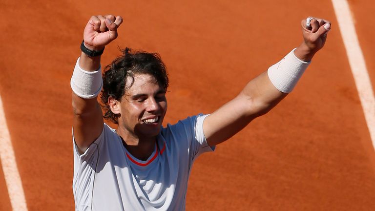 Rafael Nadal: Spaniard celebrates win over Novak Djokovic in the semi-final of the French Open