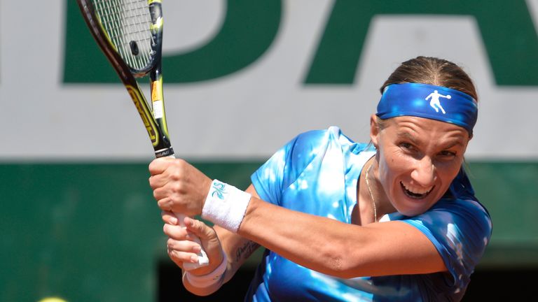 Russia's Svetlana Kuznetsova in action in her French Open quarter-final against Serena Williams at the Roland Garros