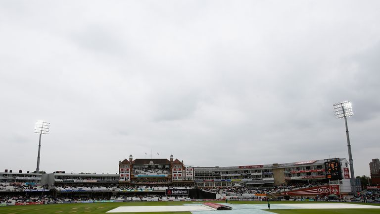 The Oval is under covers as rain halts the second Twenty20 International between England and New Zealand