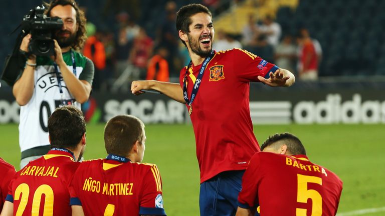 Isco of Spain dances after winning the UEFA European U21 Championship final match against Italy at Teddy Stadium on June 18, 2013 in Jerusalem, Israel. 