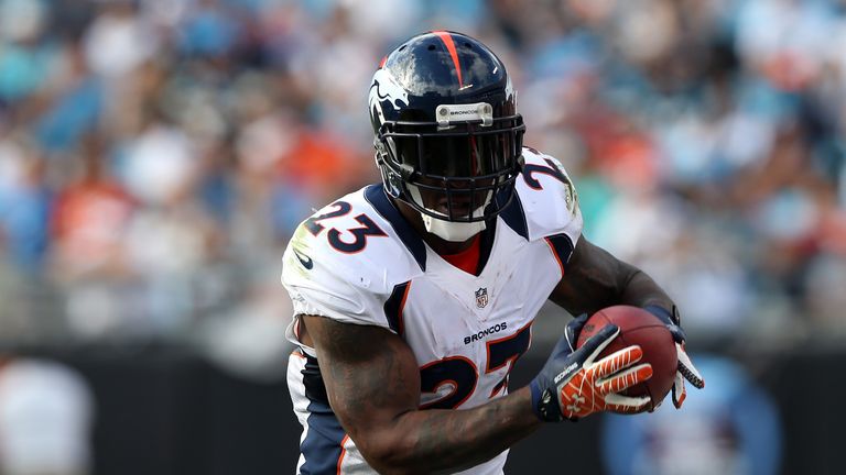 Willis McGahee of the Denver Broncos during their game at Bank of America Stadium on November 11, 2012 in Charlotte, North Carolina