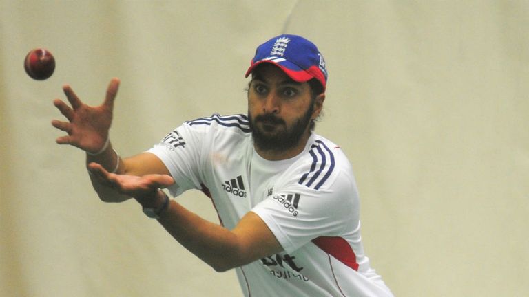 Monty Panesar in action during an England nets ahead of the third Ashes Test match at Old Trafford on July 31, 2013