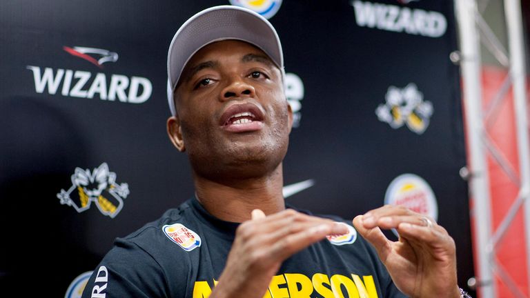 Anderson Silva speaks during a press conference for UFC 162 in Rio de Janeiro
