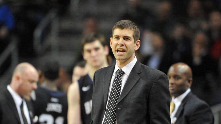 Brad Stevens, head coach of the Butler Bulldogs reacts during game action in the second half against the St. Louis Billikens