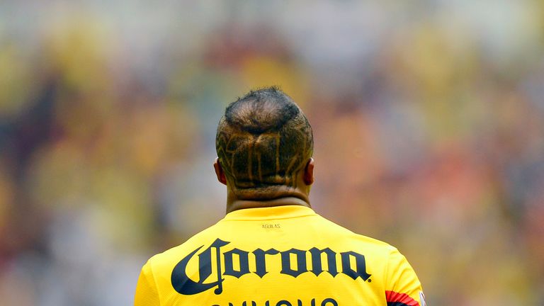 Christian Benitez of America celebrates his goal against Monterrey during their Mexican Clausura Tournament semifinal football match 2013