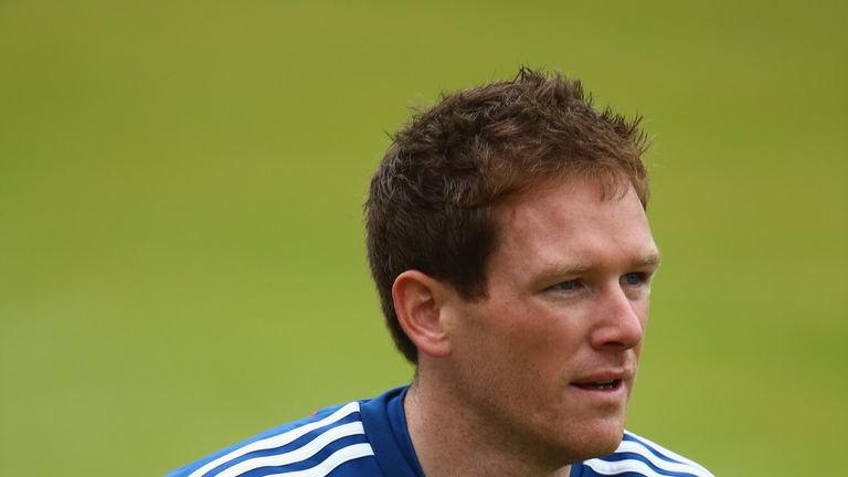 Eoin Morgan of England in action during an England nets session ahead of the one day international series against New Zealand at Lord's Cricket Ground