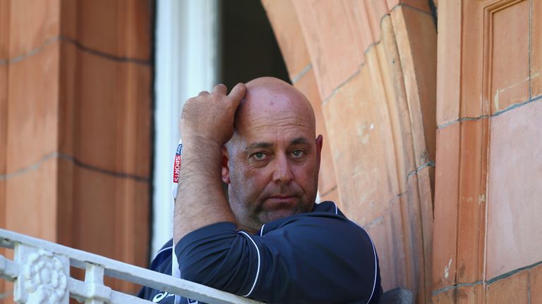 Darren Lehmann, coach of Australia, looks on during day two of the second Ashes Test match against England.