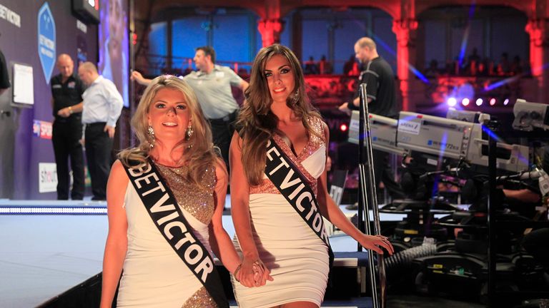 Darts walk-on girls at the World Matchplay in Blackpool.
