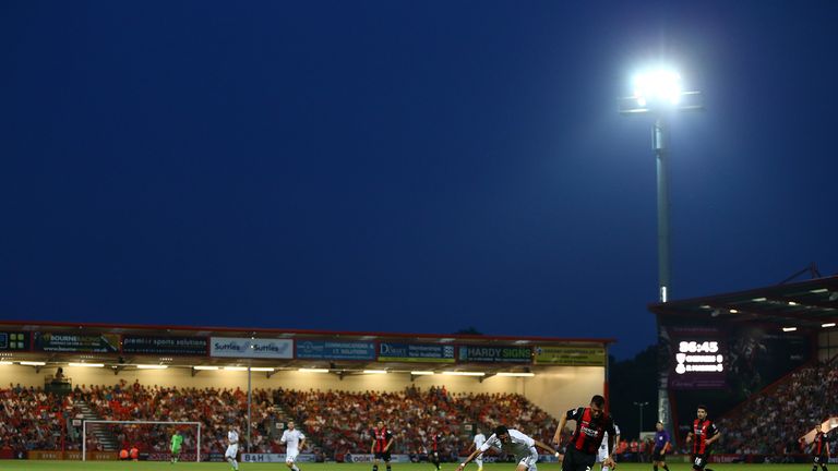 General view of play during a pre season friendly match between AFC Bournemouth and Real Madrid at Goldsands Stadium.