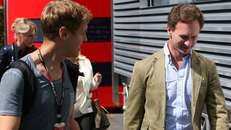 Christian Horner with Sebastian Vettel, who is a Director of the GPDA