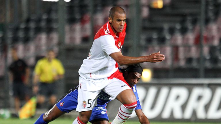 Nice's midfielder Fabrice Abriel (R) fights for the ball with Monaco's midfielder Gary Coulibaly (L) during the friendly French L1 football match Nice vs Monaco, on july 25, 2012, at the Ray stadium in Nice,