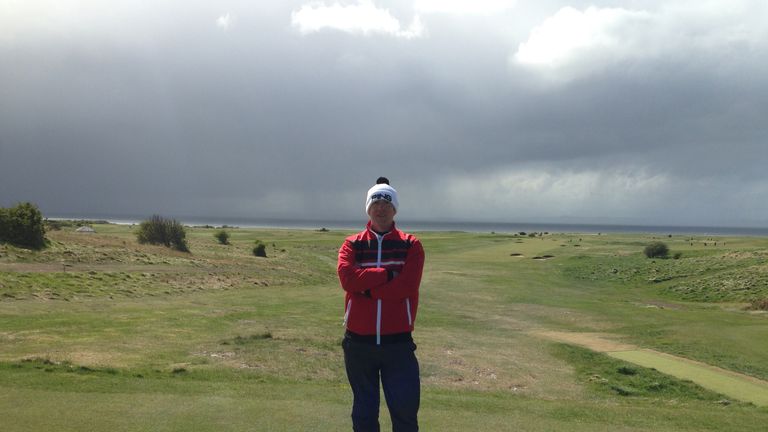 Dave Tindall on the third tee at Gullane