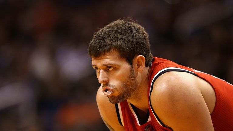 Joel Freeland of the Portland Trail Blazers during the NBA game against the Phoenix Suns