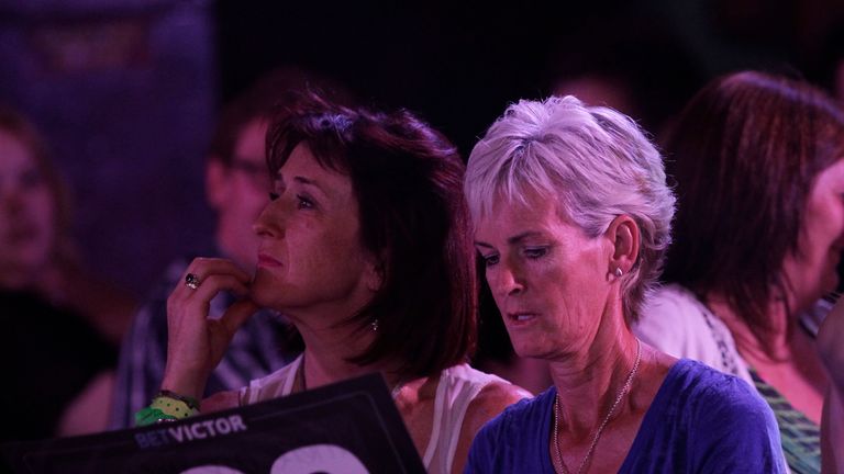 Judy Murray enjoying the World Matchplay darts in Blackpool.