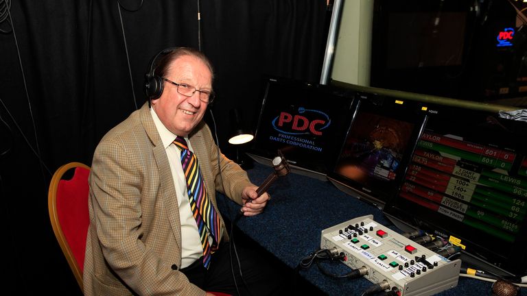 John Gwynne commentates at the World Matchplay Darts for the last time.