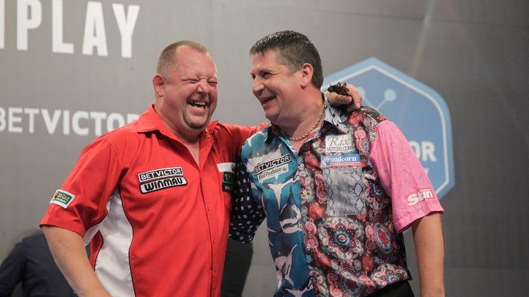 Mervyn King with Gary Anderson at the World Matchplay in Blackpool