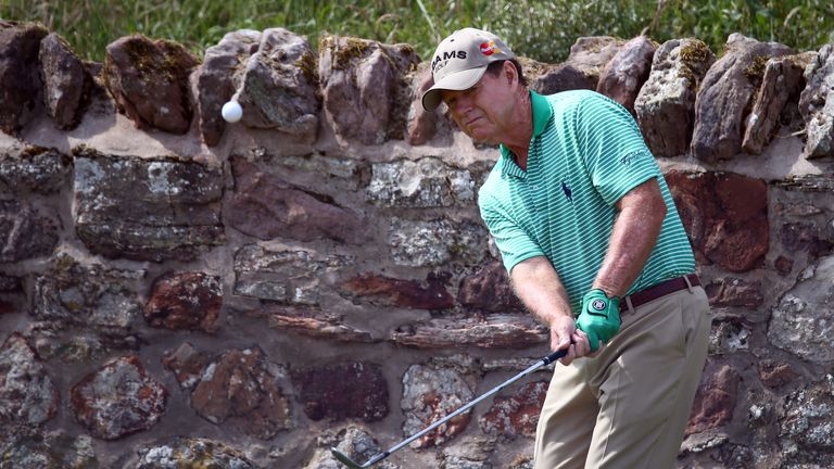 Tom Watson on the second hole at Muirfield on Wednesday