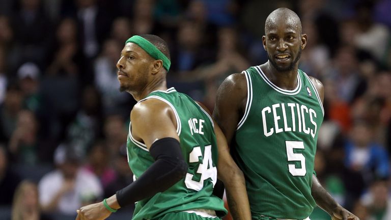 Paul Pierce (L) and Kevin Garnett: Have made the switch from Boston to Brooklyn