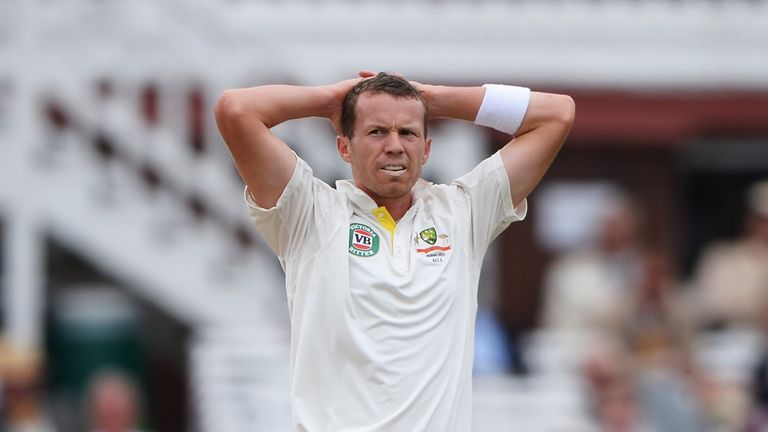 Peter Siddle of Australia looks dejected during day three of the second Ashes Test against England.
