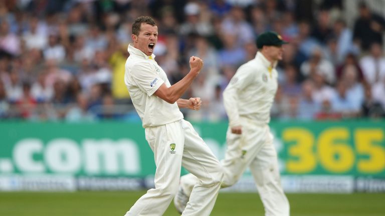 Peter Siddle of Australia celebrates a wicket during day one of the first Ashes Test against England at Trent Bridge